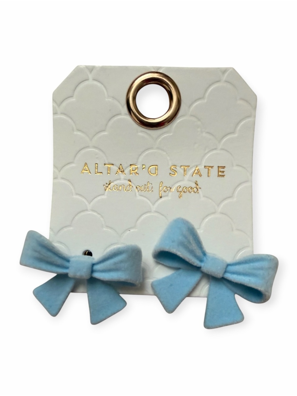 Altar’d State Light Blue Velvet Bow Stud Earrings New s